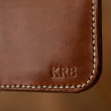 Load image into Gallery viewer, personalized buck brown leather wallet
