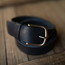 Load image into Gallery viewer, handmade black leather belt
