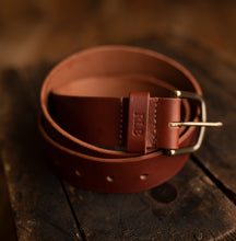 Load image into Gallery viewer, medium brown personalized leather belt
