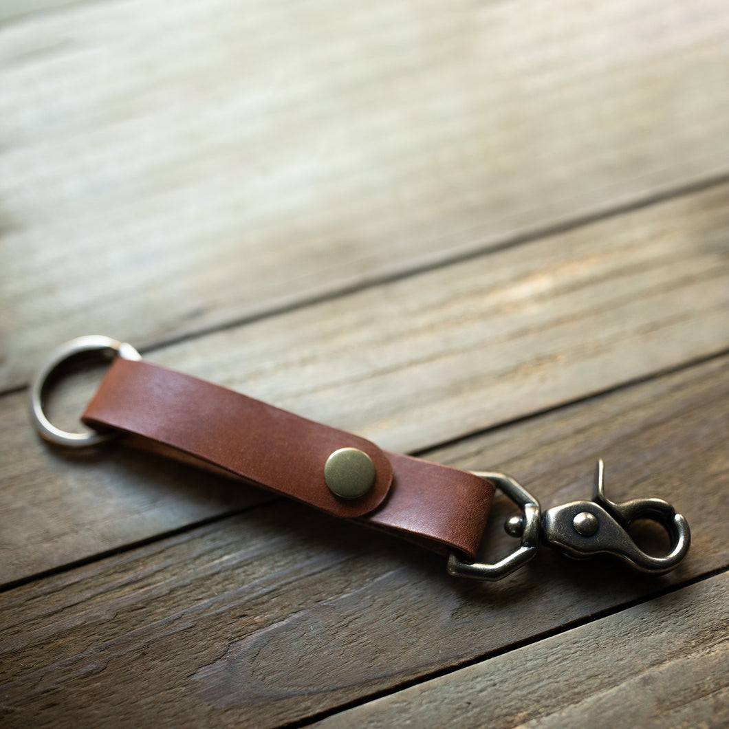 buck brown leather belt loop keychain