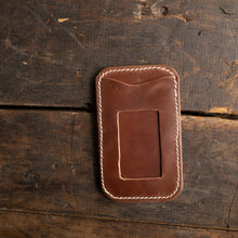 Load image into Gallery viewer, marbled brown shell cordovan leather minimalist wallet with id slot
