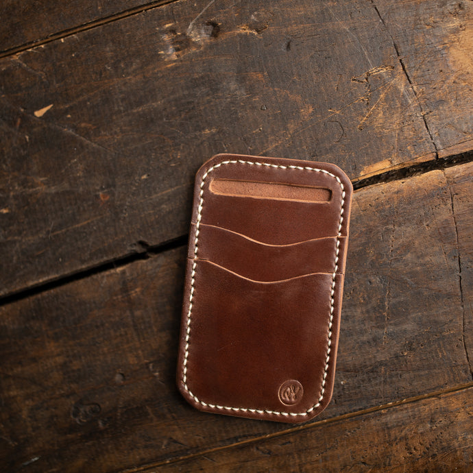 marbled brown shell cordovan leather minimalist wallet