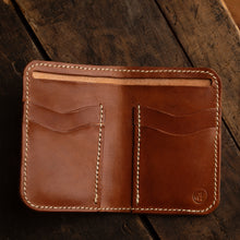 Load image into Gallery viewer, buck brown leather bifold wallet
