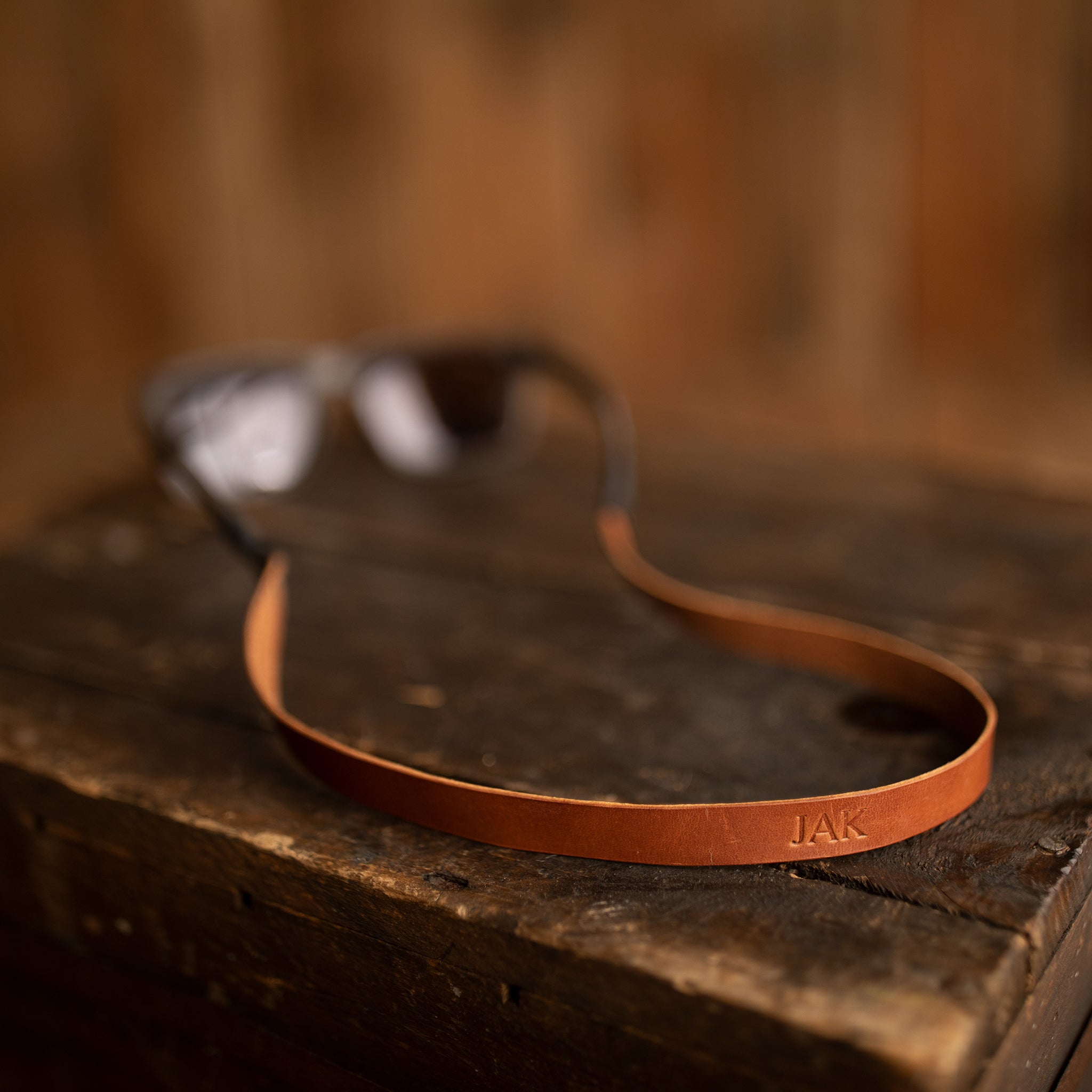Leather Monogrammed Sunglass Strap - Russet